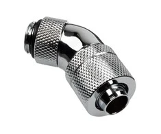 Alphacool HF Connection 45 Degree G1/4 Inch Female Thread to 13/10mm – Rotatable, Chrome Sidabrinis