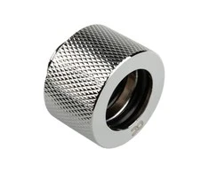 Alphacool HT connection straight G1/4 inch female thread to 16mm outer diameter hard tube – knurled, shiny sidabrinis