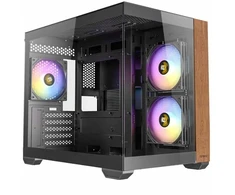 Antec CX600M Wood PC kompiuterio korpusas, Mini-Tower, Micro-ATX, Tempered Glass – juodos spalvos, Holz