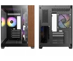 Antec CX600M Wood PC kompiuterio korpusas, Mini-Tower, Micro-ATX, Tempered Glass – juodos spalvos, Holz