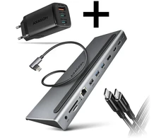 AXAGON 11-in-1 Hub with USB-C cable and power adapter