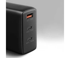 AXAGON GaN sieninis įkroviklis, 3x prievadas (USB-A + 2x USB-C), PD3.0/PPS/QC4+/SFC2.0/AFC/SCP/FCP/Apple, 100W | ACU-DPQ100