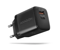 Axagon Sil sieninis įkroviklis 2x prievadas (USB-A + USB-C), PD3.0/QC4+/PPS/AFC/Apple. 30W bendra galia.