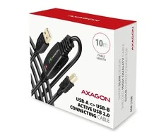 Axagon Aragon ADR-210B Aktyvioji jungtis USB 2.0 A-M > B-M laidas, 10 m ilgio. Maitinimo variantas.