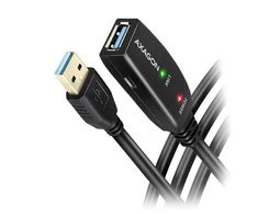 Axagon Active prailginimo USB 3.2 Gen 1 A-M > A-F laidas, 10 m ilgio. Maitinimo variantas.