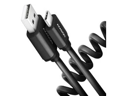 Axagon Data and charging USB 2.0 kabelio ilgis 1.1 m. 3A. Juodas twisted.