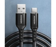 Axagon Data and charging USB 2.0 kabelio ilgis 2 m. 3A. Juodas braided.