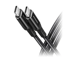 Axagon duomenų ir įkrovimo USB 2.0 laidas, 1,5 m ilgio. PD 60W, 3A. Juodas pynė.