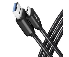 Axagon BUCM3-AM15AB USB-C – USB-A laidas, 1,5 m, USB 3.2 Gen 1 3A, ALU, pintas, juodas