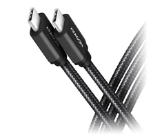 Axagon duomenų ir įkrovimo USB 3.2 Gen1 kabelis, kurio ilgis 3 m. PD 60W, 3A. Juodas pynė.