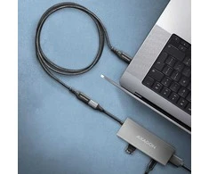 Axagon Extension USB 20Gbps kabelio ilgis 0.5 m. PD 240W, 5A, 8K HD video. Juodas braided.