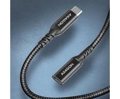 Axagon Extension USB 20Gbps kabelio ilgis 1.5 m. PD 240W, 5A, 8K HD video. Juodas braided.