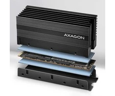 AXAGON CLR-M2XT pasyvus - M.2 SSD, 80 mm SSD, ALU korpusas, silikoninės šiluminės pagalvėlės, aukštis 20 mm