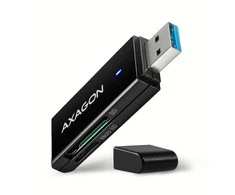 Axagon Slim itin spartus USB 3.2 Gen 1 kortelių skaitytuvas su tiesiogine USB-A jungtimi.
