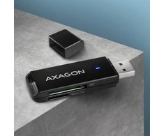 Axagon Slim itin spartus USB 3.2 Gen 1 kortelių skaitytuvas su tiesiogine USB-A jungtimi.