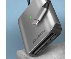 Axagon aliuminio didelės spartos USB-C 3.2 Gen 1 atminties kortelių skaitytuvas. 3 lizdai, UHS-II.