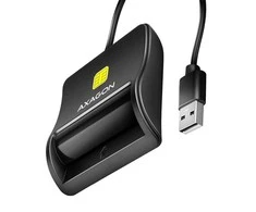 Išmaniųjų / tapatybės kortelių skaitytuvas AXAGON CRE-SM3N FlatReader su USB-A kabeliu