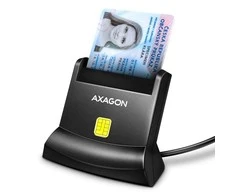 Axagon Universalus stalinis USB kontaktas Smart/ID kortelių skaitytuvas su ilgu USB-A laidu.