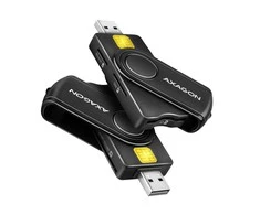 Axagon Compact Travel USB-A + USB-C kontaktas Smart / ID kortelė ir SD / Micro SD / SIM kortelių skaitytuvas.