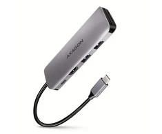 Axagon Multiport USB 3.2 Gen 1 šakotuvas. HDMI, kortelių skaitytuvas ir maitinimo tiekimas. 20 cm USB-C laidas.