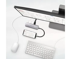 Axagon Multiport USB 3.2 Gen 1 šakotuvas. HDMI, kortelių skaitytuvas ir maitinimo tiekimas. 20 cm USB-C laidas.