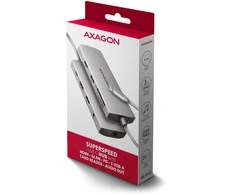 AXAGON HMC-8HLSA USB-C 3.2 Gen 1 šakotuvas, 3x USB-A + 4K/30Hz HDMI + SD / Micro SD, GLAN, garsas, PD 100 W, 20 cm USB-C laidas