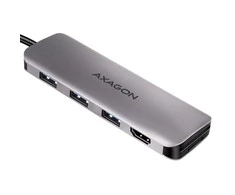 Axagon kelių prievadų USB 3.2 Gen 1 šakotuvas. HDMI, kortelių skaitytuvas ir trys USB-A išėjimai. USB-C laidas 20 cm.