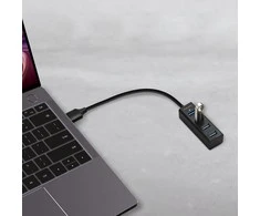 AXAGON Miniatiūrinis metalinis keturių prievadų USB 3.2 Gen 1 šakotuvas | HUE-M1A