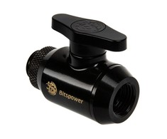 „Bitspower“ rutulinis vožtuvas, 1 x vidinis sriegis 1/4 colio ir 1 x išorinis sriegis G1/4 colio, pasukamas - matinis juodas