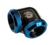 Bitspower Adapteris 90 degrees 16mm OD Hardtube to 16mm OD Hardtube – glossy juodas/mėlynas