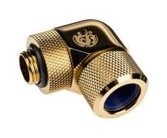 „Bitspower Advanced Multi-Link“ adapteris, 90 laipsnių G1/4 colio BSP ir 14 mm išorinio skersmens kietojo vamzdžio jungtis, pasukama.