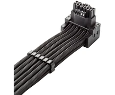 „CableMod C-Series Pro“ tiltelinis jungiamasis kabelis – A variantas, 90°, 16 kontaktų į 4 kontaktų 8 kontaktų PCIe, juodos spalvos