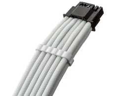 „CableMod C-Series Pro ModMesh 12V-2®“ 6 kontaktų kabelis, su apvalkalu, 16 kontaktų į 4 x 8 kontaktų, skirtas „Corsair Type 4“ ir „3“ maitinimo šaltiniams – baltos spalvos, 60 cm