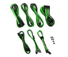 CableMod C-Series PRO ModMesh 12VHPWR Cable Kit for Corsair RM, RMi, RMx (Juodas Label) – juodos spalvos/žalios spalvos
