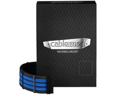 CableMod C-Series Pro ModMesh Sleeved 12V-2×6 12VHPWR Dual StealthSense Cable Kit for Corsair RMi, RMx (Juodas Label) – juodos spalvos/mėlynos spalvos