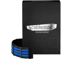 CableMod C-Series Pro ModMesh Sleeved 12V-2×6 12VHPWR Dual StealthSense Cable Kit for Corsair RMi, RMx (Juodas Label) – juodos spalvos/mėlynos spalvos