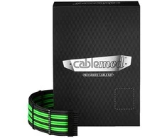 CableMod C-Series Pro ModMesh Sleeved 12V-2×6 12VHPWR Dual StealthSense Cable Kit for Corsair RMi, RMx (Juodas Label) – juodos spalvos/hell žalios spalvos
