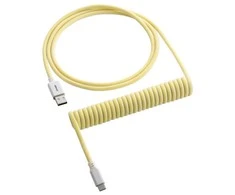 Klaviatūra CableMod Classic Coiled Cable susuktas klaviatūros laidas USB-C į USB Type A, Lemon Ice – 150cm