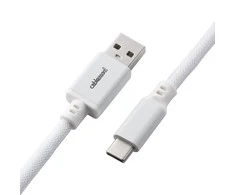 Klaviatūra CableMod Classic Coiled Cable susuktas klaviatūros laidas USB-C į USB Type A, Glacier Baltas – 150cm