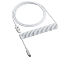 Klaviatūra CableMod Classic Coiled Cable susuktas klaviatūros laidas USB-C į USB Type A, Glacier Baltas – 150cm
