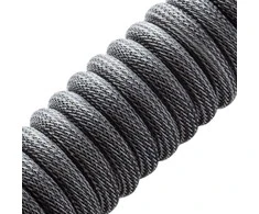 Klaviatūra CableMod Classic Coiled Cable susuktas klaviatūros laidas USB-C į USB Type A, Carbon Pilkas – 150cm