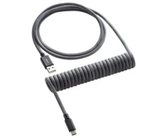 Klaviatūra CableMod Classic Coiled Cable susuktas klaviatūros laidas USB-C į USB Type A, Carbon Pilkas – 150cm