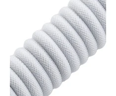 Klaviatūra CableMod Classic Coiled Cable susuktas klaviatūros laidas USB-C į USB Type A, Glacier Baltas – 150cm