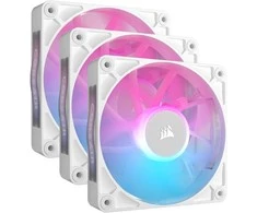 „Corsair iCUE LINK RX120 RGB“ serijos PWM ventiliatoriai, 3 vnt. pakuotėje – 120 mm, baltas