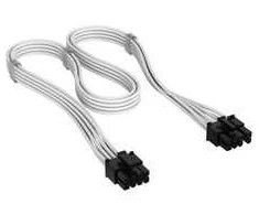 Corsair cable, Type 4, PCIe power connector, 8-pin (6+2), 650mm, individually sleeved – baltas