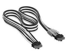 Corsair Premium Sleeved 12V-2×6 to 12V-2×6 Cable, Universal – Juodas/Baltas