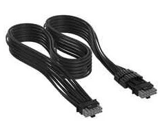 Corsair Premium Sleeved 12V-2×6 to 12V-2×6 Cable, Universal – Juodas