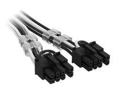 Corsair Premium Sleeved 12V-2×6 to 2x 6+2-Pin PCIe Cable, Universal – Juodas/Baltas
