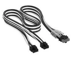 Corsair Premium Sleeved 2x 8-Pin to 12V-2×6 Cable, for Type-5 Power Supply – Juodas/Baltas