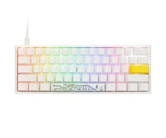 Ducky One 2 Pro Mini Baltas Edition žaidimų klaviatūra, RGB LED – Gateron Geltona US išdėstymas
